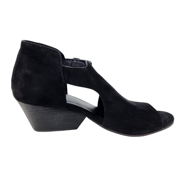Eileen Fisher Iris Black Suede Leather Chunky Heel Ankle Bootie Women's Size 7.5 - Picture 7 of 13
